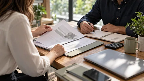 Photographic concept of a small business team reviewing an application and project budget